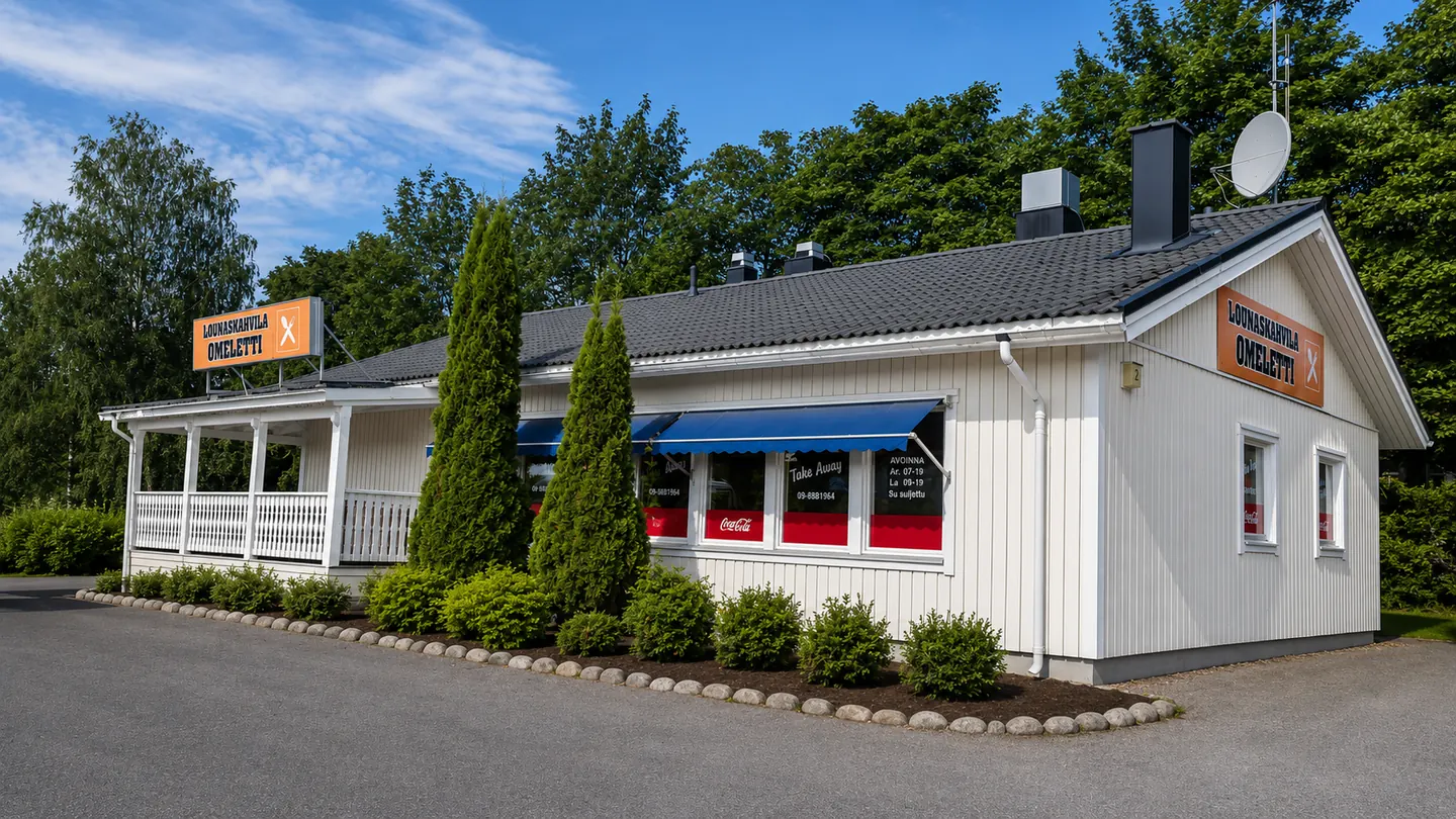 Lounaskahvila Omeletin rakennus Suomenojalla Espoossa
